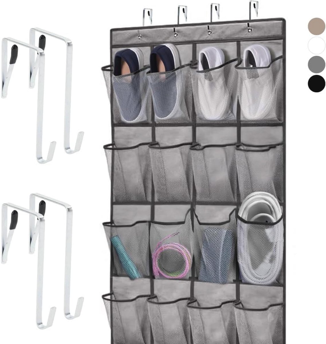 Ruimtebesparende Over Deur Schoen Organizer met 24 Pocket en Sterke Haken