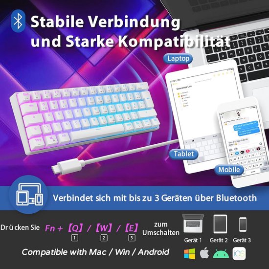 TMKB T68 Wireless Mechanical Gaming Keyboard, Tri-Mode (Bluetooth / 5.0