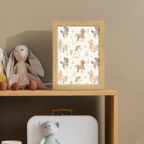 Nachtlampje 15x20 cm - Kinder lampje - Veulens - Paard - Patroon - Beige - Tafellamp kinderkamer - Slaapkamer lamp - Bedlamp kinderen - Kinderlampje stopcontact - Wandlamp babykamer - Nachtlampjes van Merkloos — afbeelding 3