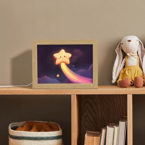 Nachtlampje 20x15 cm - Kinder lampje - Ster - Gezichtje - Lichtgevend - Tafellamp kinderkamer - Slaapkamer lamp - Bedlamp kinderen - Kinderlampje stopcontact - Wandlamp babykamer - Nachtlampjes van Decopatent — afbeelding 3