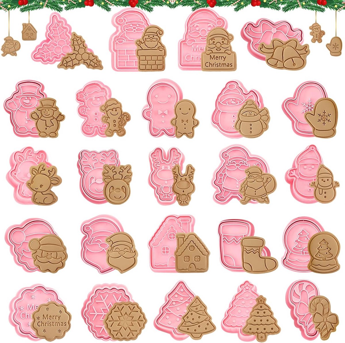 Uitsteekvormpjes 3D Kerst 24 stuks Kinderen Koekjes Taartdecoratie