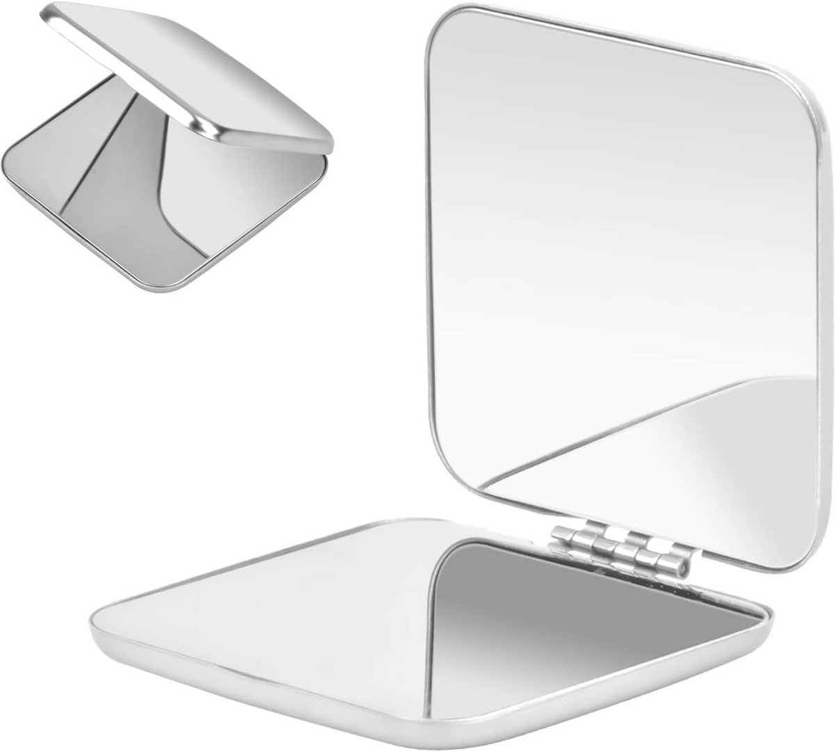Metalen Compact Zakspiegel Rechthoekig & Rond - Draagbare Make-up Spiegel
