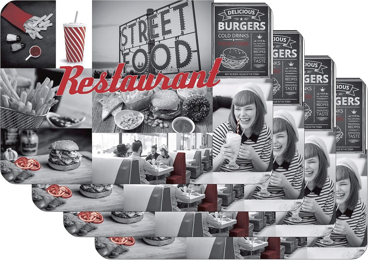 Eetkamer placemat set van 4 - afwasbaar en voedselveilig, 45 x 30 cm