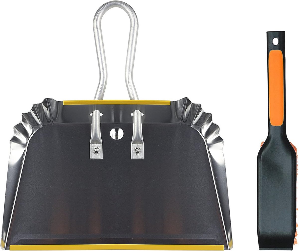Zware metalen stofpan 17" met reinigingsborstelset