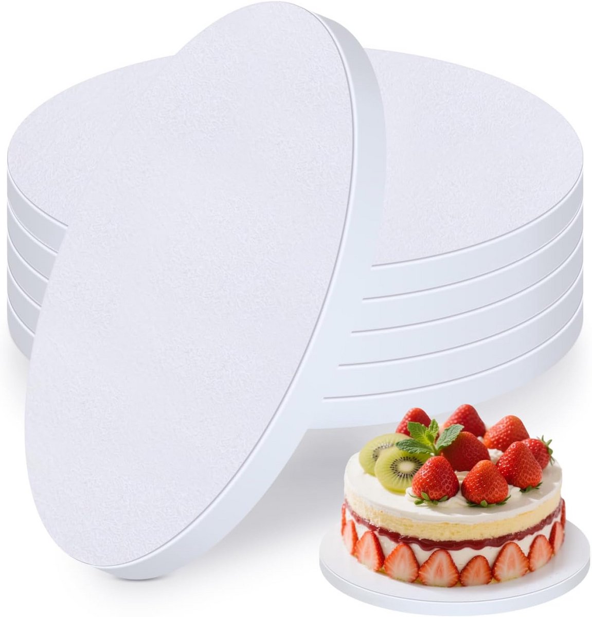 6x Wit Ronde Stevige Taartbodem Karton 20 cm - Dikke Taartplank voor Gebak en Taarten
