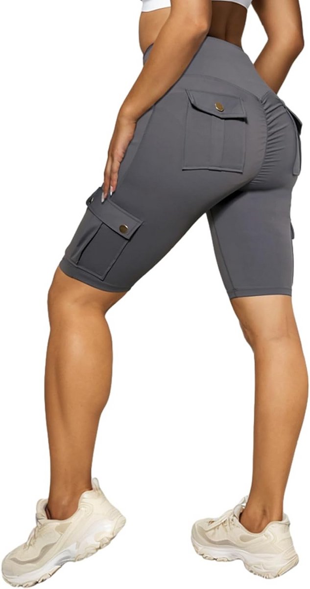 Dames Gymshorts Hoge Taille met 4 Zakken Scrunch Bum en Buikcontrole