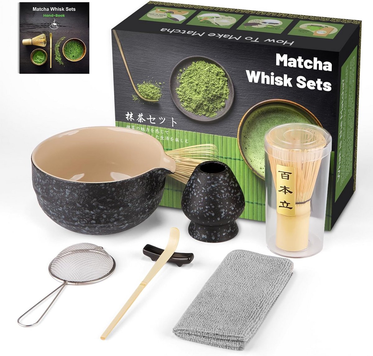 Complete Matcha Thee Set: Matcha Klopper, Kom en Accessoires voor Japanse Ceremonie