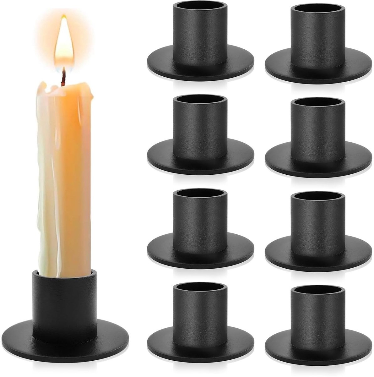Unyqoos Set van acht elegante zwarte kandelaars voor sfeervolle tafeldecoratie