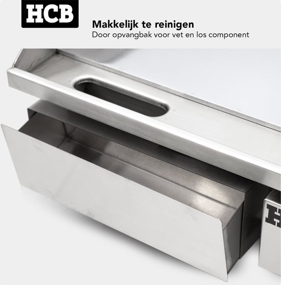 HCB® - Professionele Horeca Bakplaat - 230V - RVS / INOX - Electrisch Teppanyaki Grill apparaat - 43x55x25 cm (DxBxH) - 23 kg - 5230 — afbeelding 5