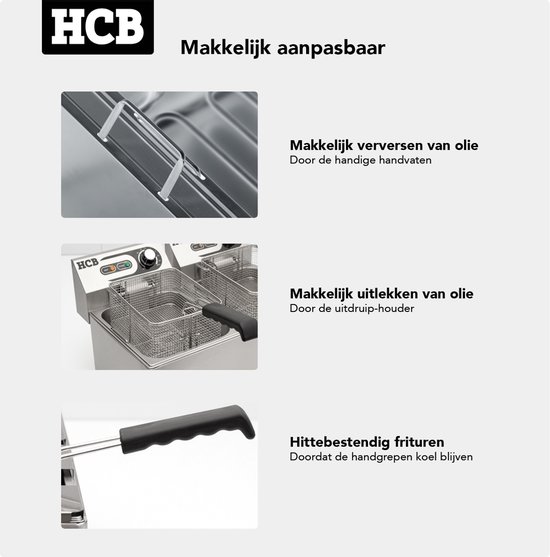 HCB Friteuse - 4,5 liter - 230V - RVS - Horeca Online Store