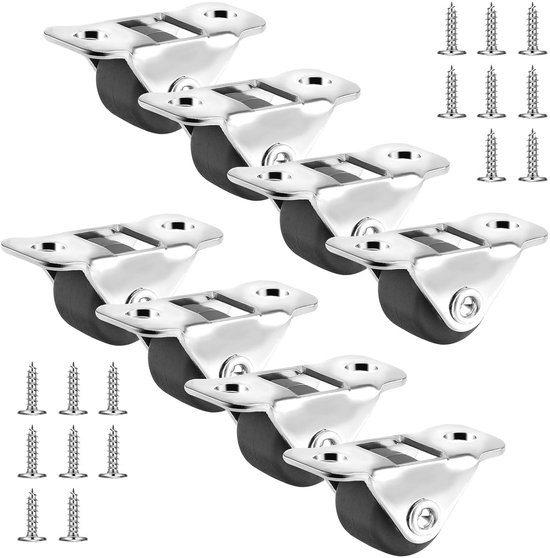 8 Stuks Rubberen Meubelwielen voor Meubels en Apparaten - Kleine