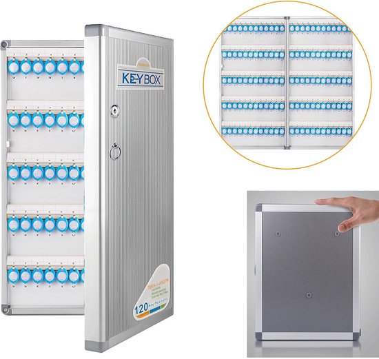 Key Cabinet with 120 Positions - Wall-Mountable Metal Key Box for ...