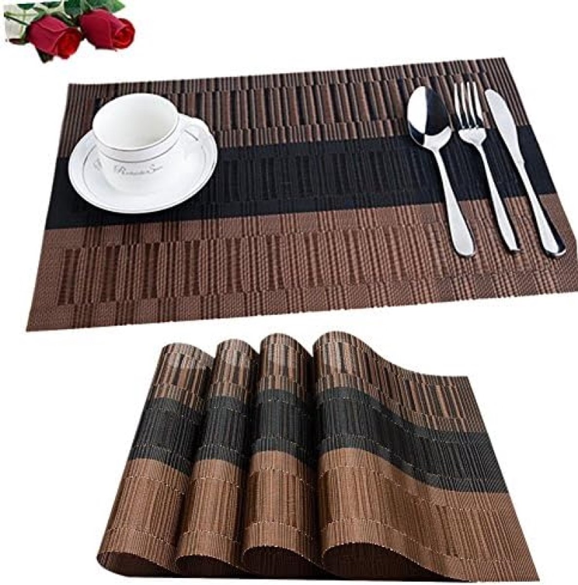 Set van 6 tafelbeschermers, antislip en afwasbaar, 30x45 cm