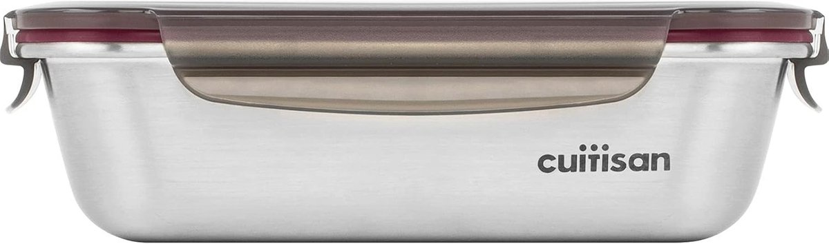 Rechthoekige roestvrijstalen voorraaddoos met clipdeksel - 1100 ml, magnetron- en ovenbestendig