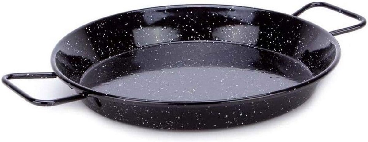 Geëmailleerde Stalen Paella Pan 38 cm Zwart - Geschikt voor Buiten Koken