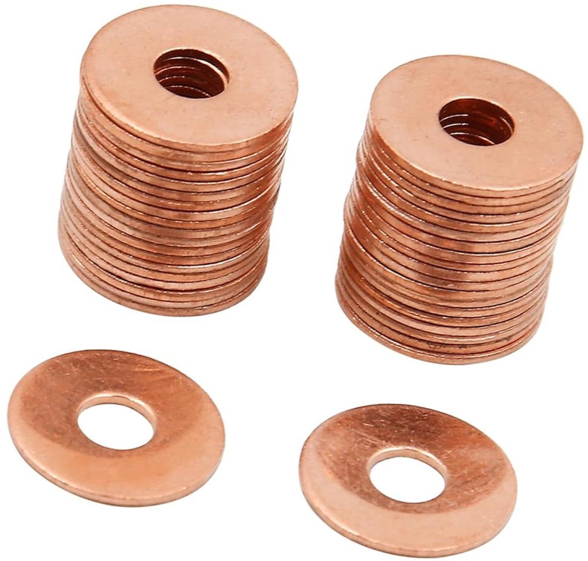 Allecta - Platte koperen afdichting M6 x 18 mm x 1 mm - 40 stuks met onderlegring.