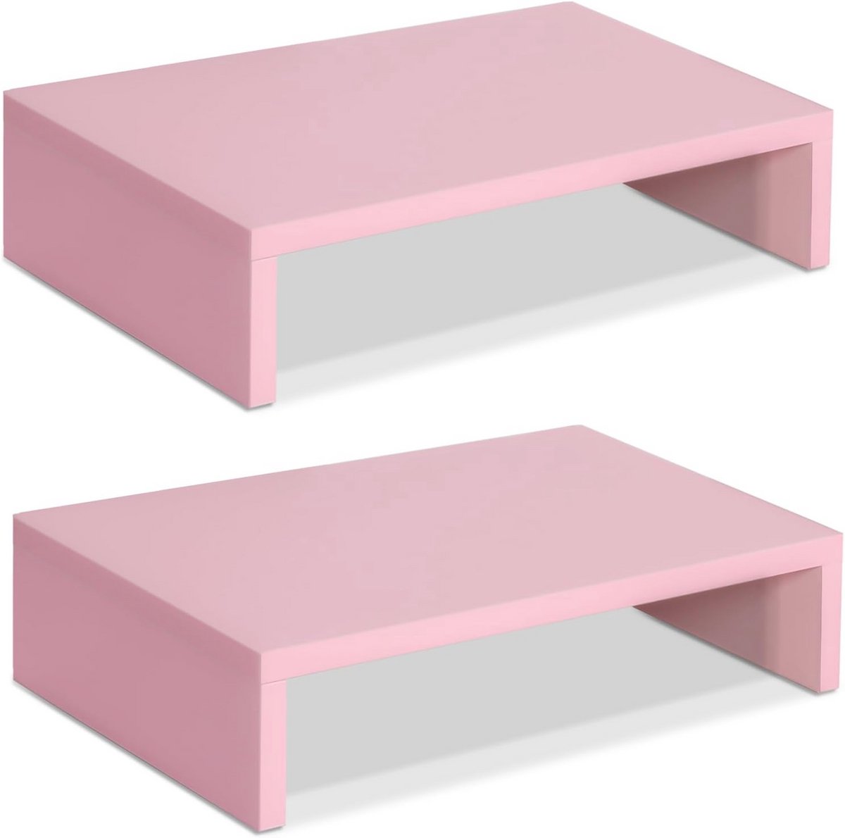 Verstelbare Monitorstandaard voor Dubbele Monitoren - 2-Pack Hout en Roze