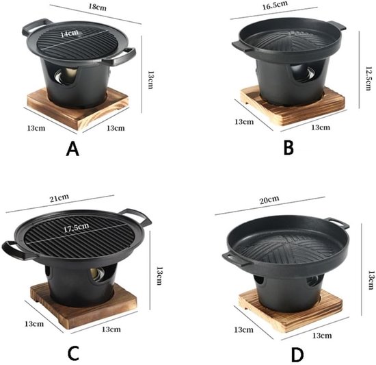 Japanse BBQ Grill - Traditionele Hibachi Grill in Gietijzer - Kleine Draagbare Barbecue voor Binnenshuis en Buiten - Met Houtskool en Onderstel - Snel Verhit en Eenvoudig Schoon te Maken (Zwart) van Merkloos — afbeelding 2