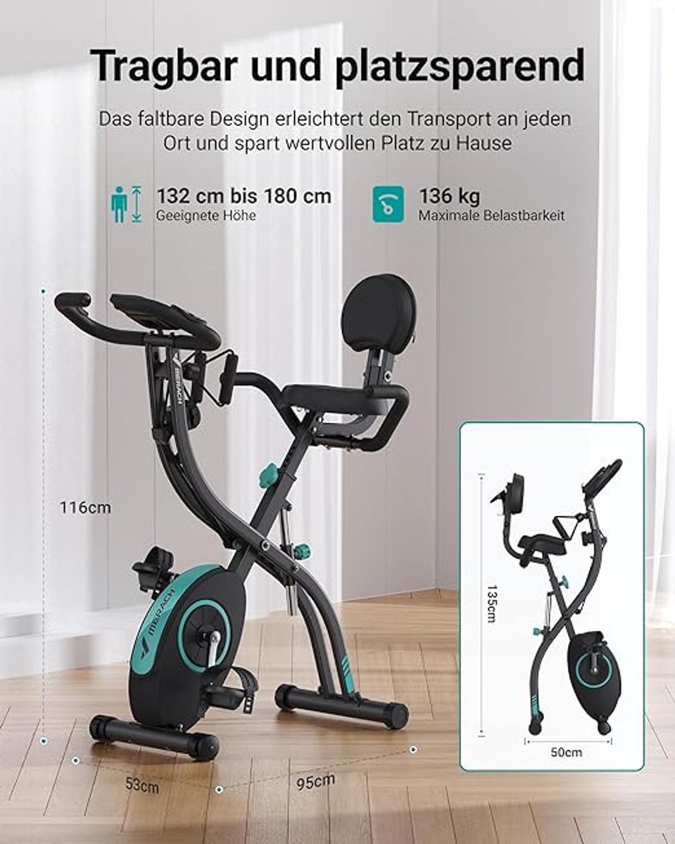 4-in-1 Inklapbare Hometrainer met LCD & Hartslag - afbeelding 2