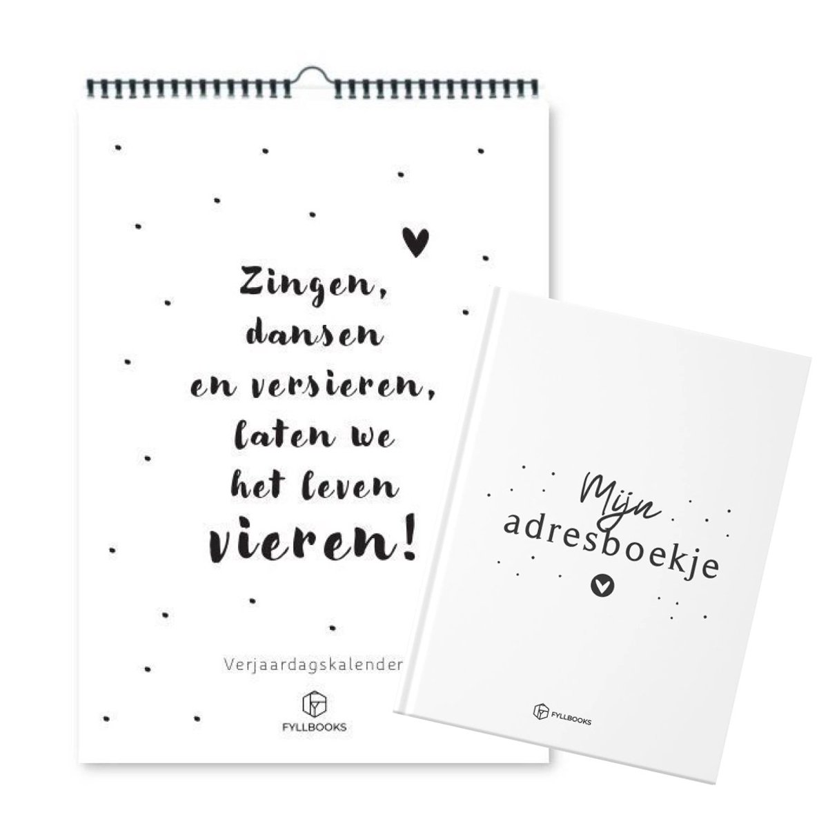 Fyllbooks Verjaardagskalender met Adresboekje Voordeelset – Zwart-wit – Quotes