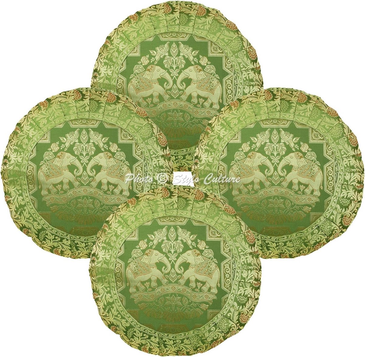 Etnische Boheemse Zitkussenovertrekken 43x43 cm - Set van 4 met Olifant en Bloemenpatroon