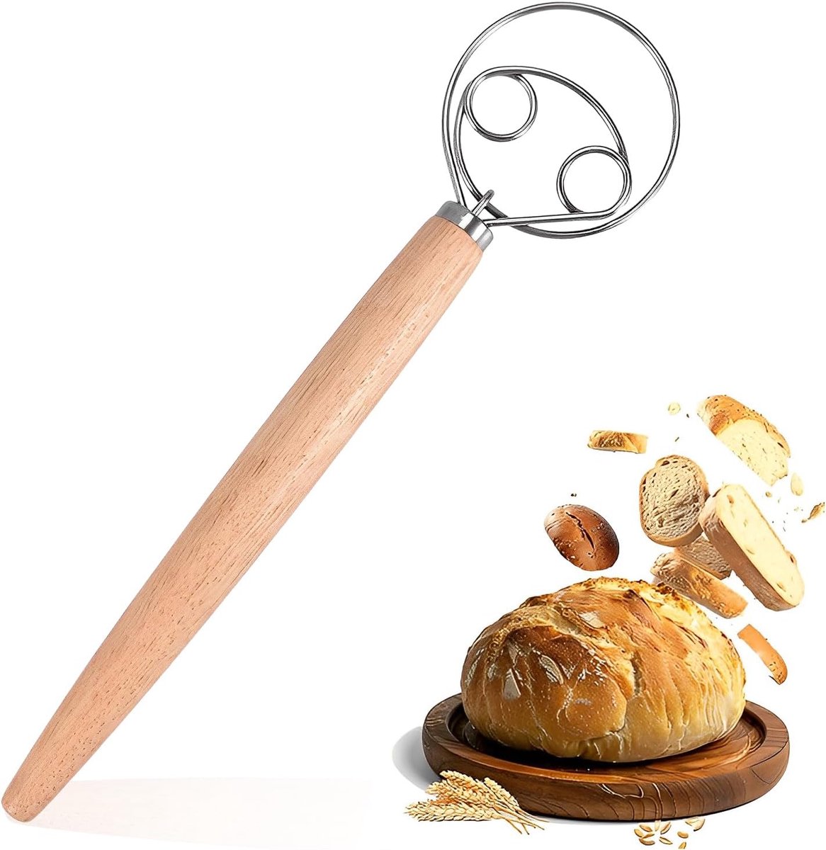 Professionele Deense Garde - RVS Handmatige Deegmixer voor Keuken - Bakken, Taart, Dessert