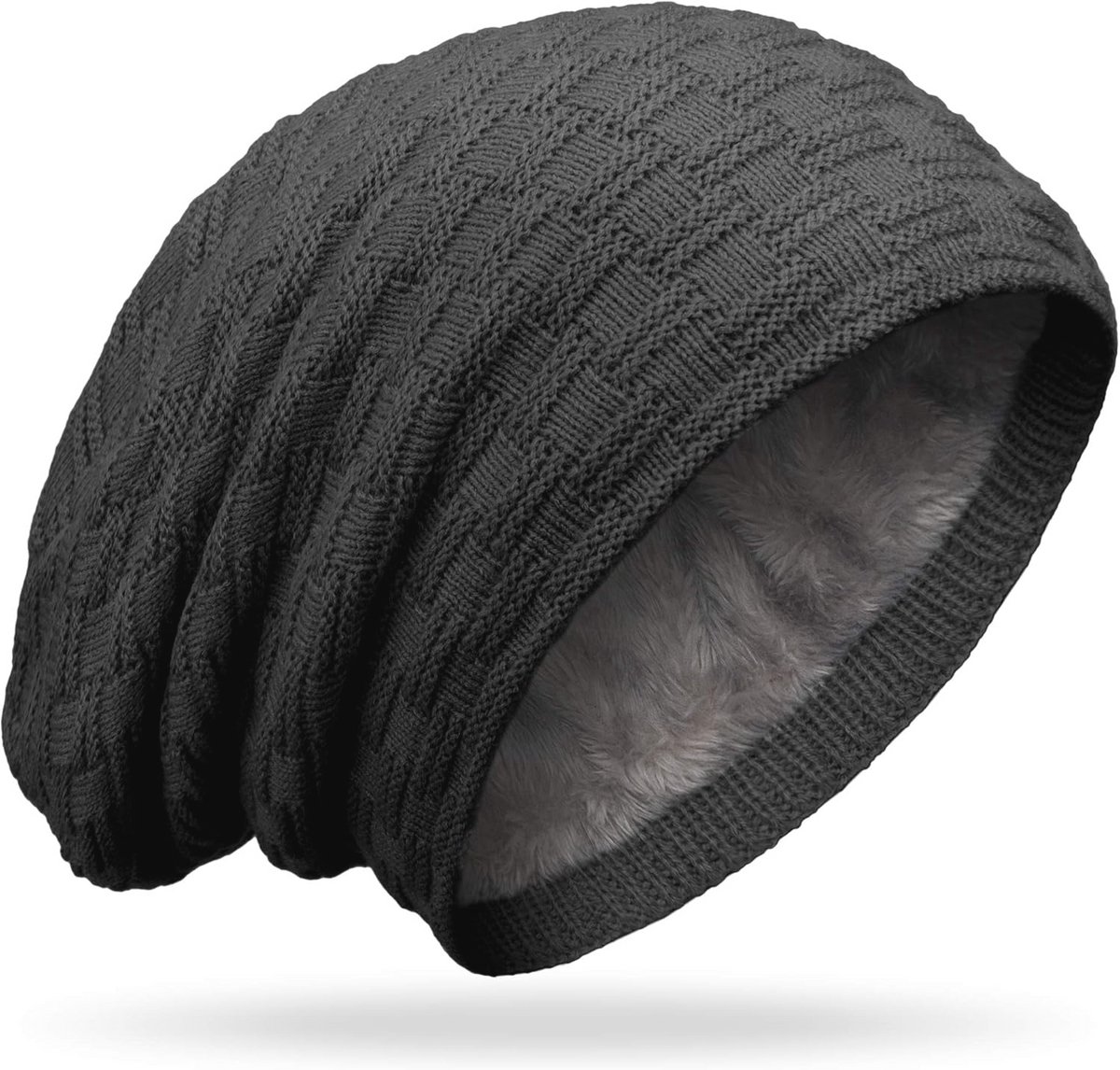 Grof gebreide Slouchy Beanie met Teddyfleece - Unisex