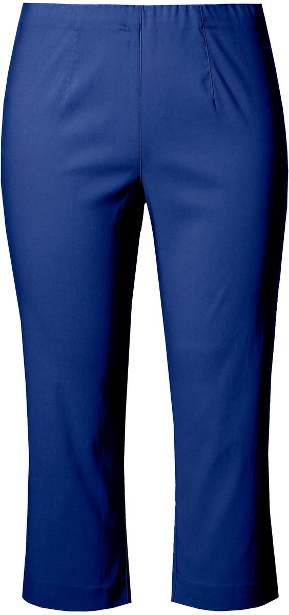 Ulla Popken - Dames - Bengalin broek kuitlang elastische tailleband stretch - Kobaltblauw - Maat 54