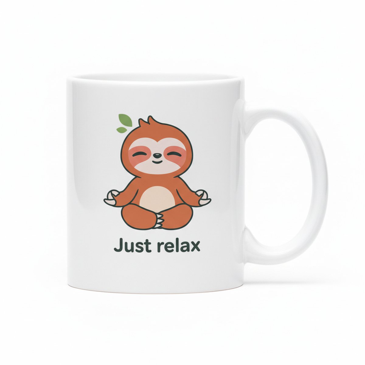 330ml Schattige Luiaard Mok – “Just Relax” – Rustgevende & Positieve Koffiemok Cadeau