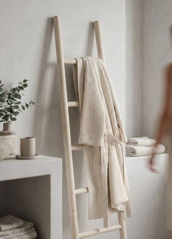 Teakea - Houten Decoratie Ladder Wit Geolied 50x5x150 cm - Decoratieve Handdoekladder