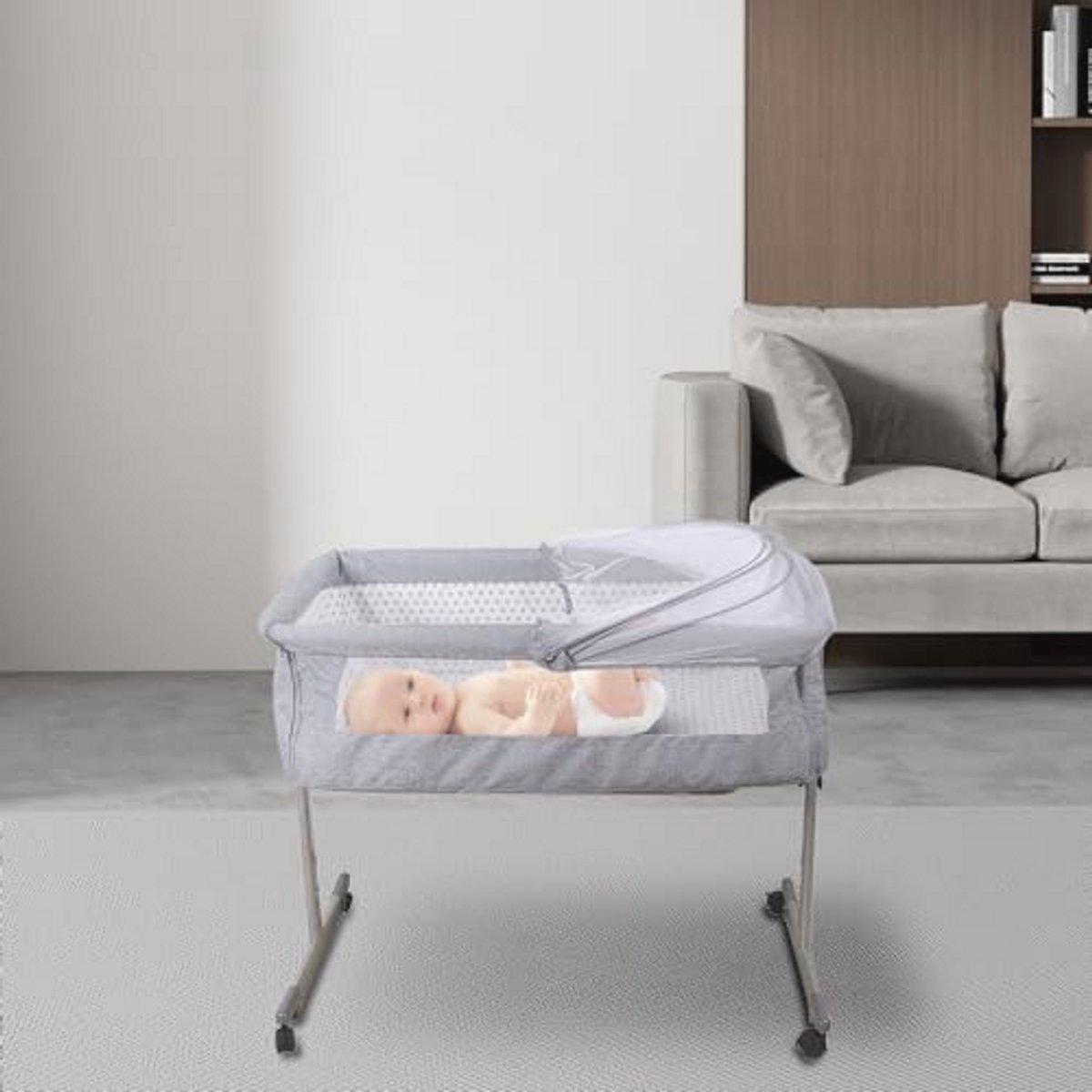 Opvouwbare reiswieg voor baby's tot 6 maanden met matras, kap en muggennet - licht en compact met draagtas