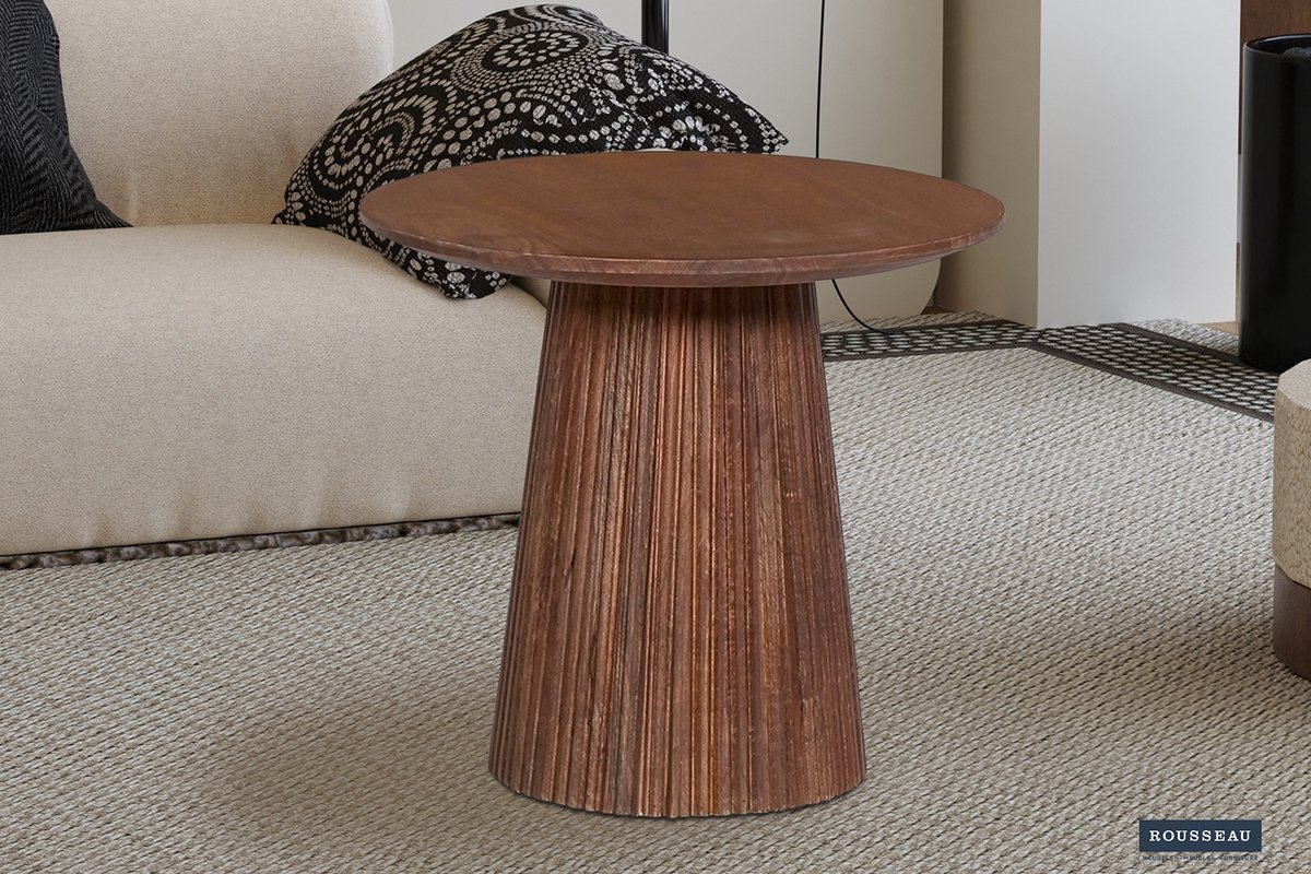 Rousseau Salontafel / Bijzettafel 'Miguel' 50 cm Rond Mango Hout Lichtbruin