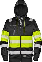 SIR SAFETY CONTRAST Hi Vis Reflecterend Hoodie Rits Werktrui HEREN Veiligheidstrui Zwart Geel - Warm