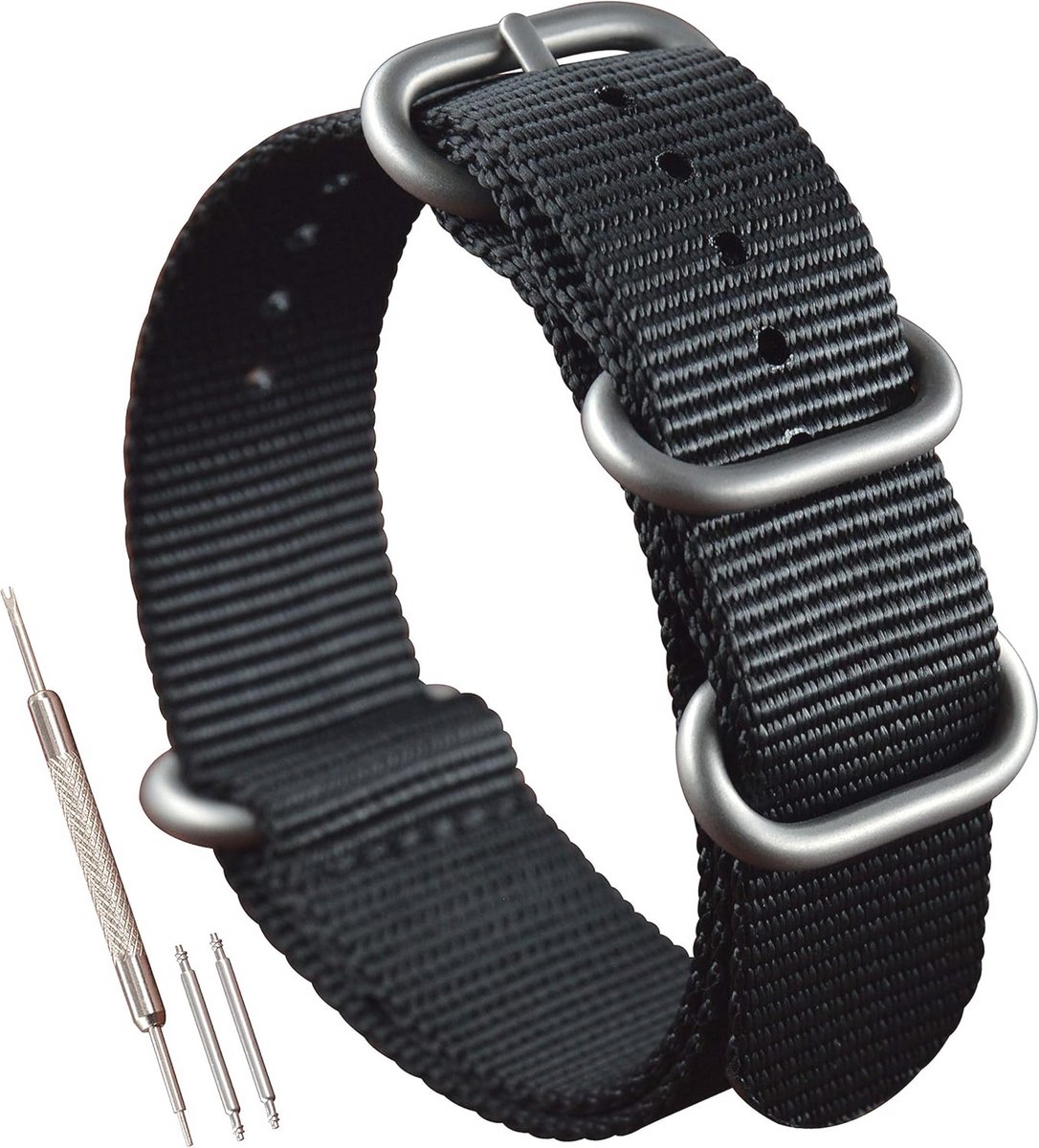 Nylon Horlogeband voor Heren met 4 Ringen - Kwaliteitsband voor Polshorloges