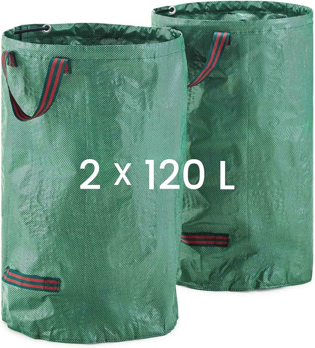 Zware Tuinafvalzakken (2 x 120L) - Stevige Herbruikbare Tuinzakken met Handvatten, Duurzame Industriële Tuinzakken voor Bladeren, Heesters en Grasafval - Ø67cm