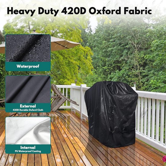 Ingebouwde BBQ-grillhoes – 210D Oxford, Waterdicht, UV-bestendig | Elastische Onderzoom, Zwart, In Diverse Maten