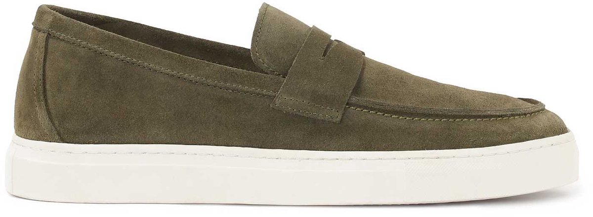 Slip-on suede sneakers in khaki color