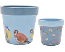 Set van 2 Plantbakken met Vogelontwerp - Bloempotten voor bi