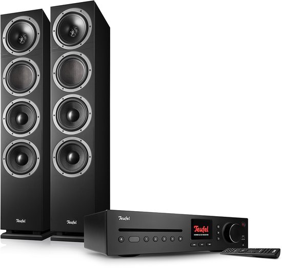 Teufel THEATER 500 KOMBO 2 - Compleet stereosysteem met vloerstaande speakers & cd-receiver - Bluetooth, wifi, Spotify Connect, DAB+, HDMI - zwart