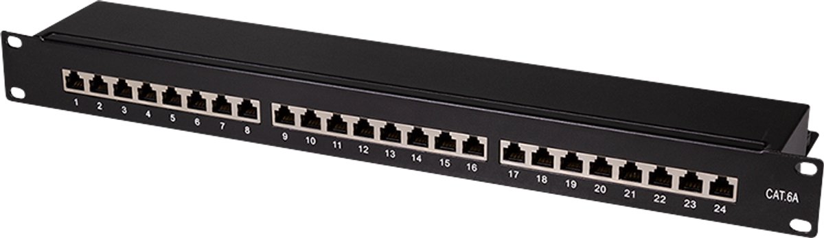 Patchpanel 24 Poorts CAT6a RJ45 volledig afgeschermd - Server kast