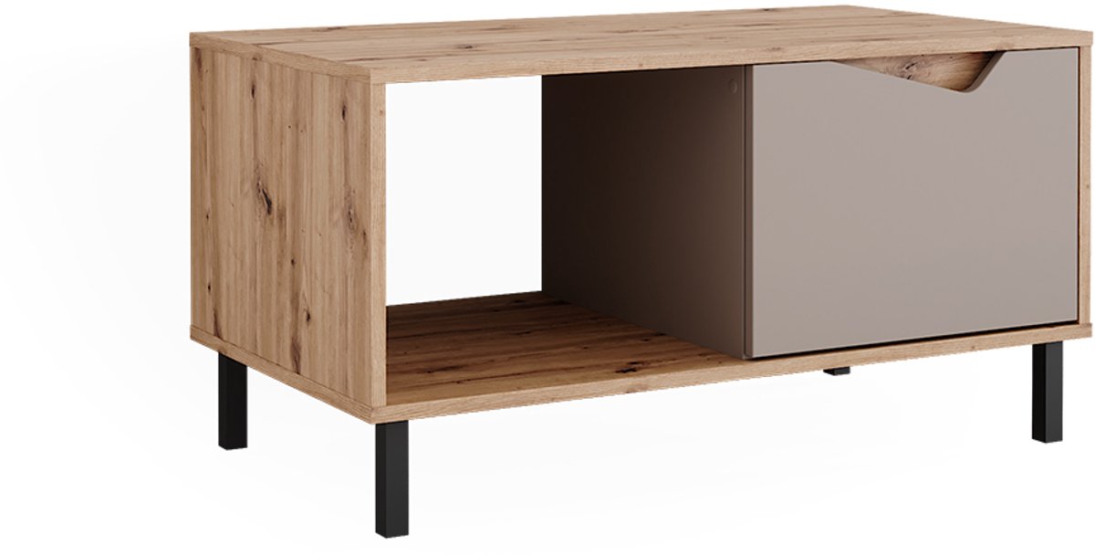 Vicco Marelle Salontafel – 90 x 50 cm met 1 deur Grijs/Artisan