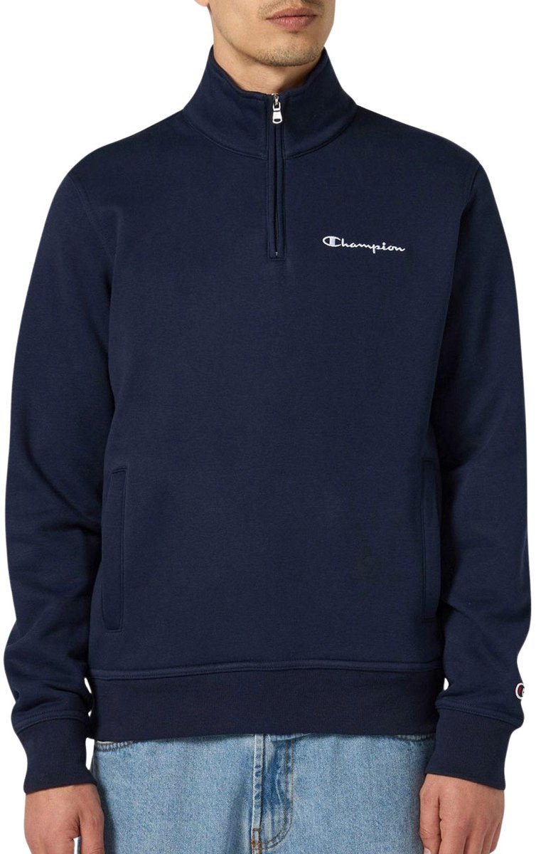 Champion Icons Small Logo Half-Zip Sweater Heren Blauw