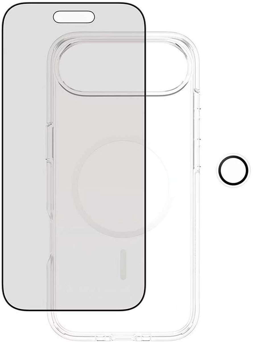 PanzerGlass, 3-in-1 Beschermingspakket Geschikt voor Apple iPhone Air Flagship Model Privacy, Transparant zwart