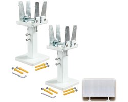 2-delige radiator vloermontageset - Vloergemonteerde radiatorsteunpotenset - Verstelbare radiatorsteunpoten van 14-21 cm - Staande radiatorpootset - Kolomradiatorbeugel - Vloermontagebeugel voor radiatoren thuis