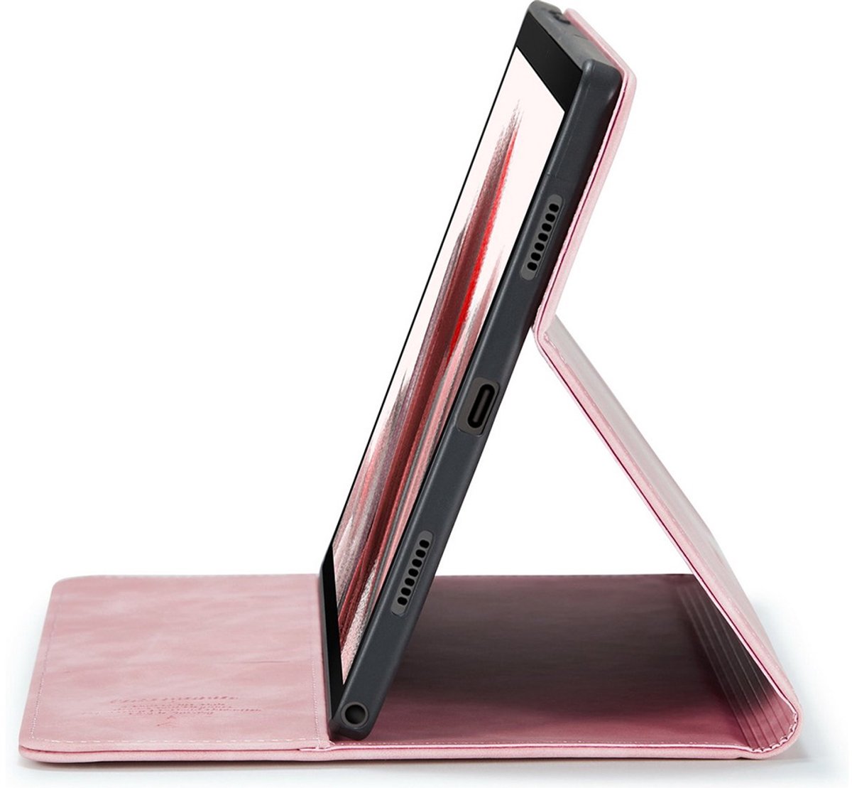 CaseMania Bookcase hoesje geschikt voor Samsung Galaxy Tab S10 Lite - Effen Roze - Kunstleer
