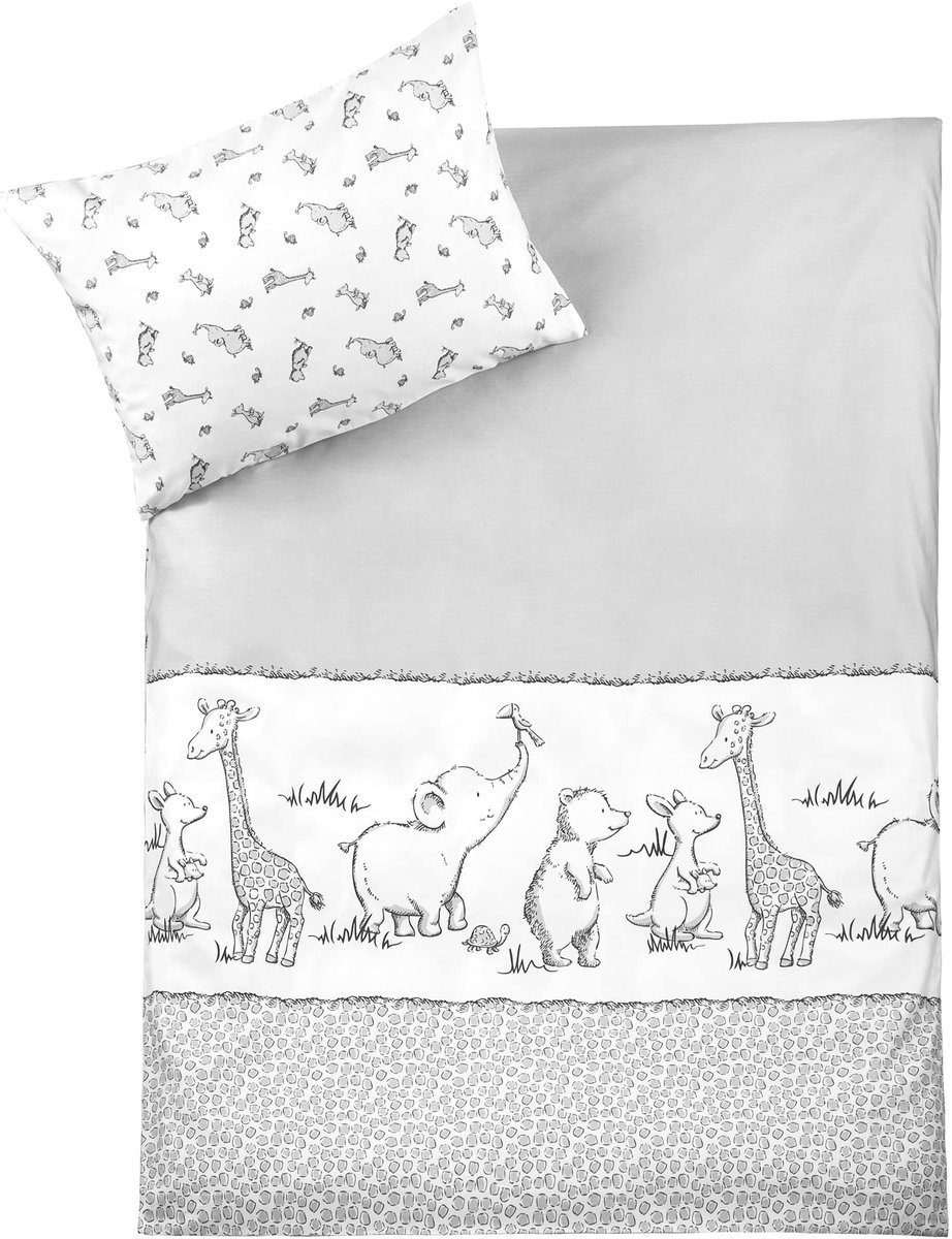Unyqoos Hoogwaardig beddengoed met safarimotief voor baby- en kinderbedden wit