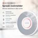 Rookmelder met Link+ Pro en XS0B-MR. "Spraak rookmelder" en "Slimme zekerheid in elke ruimte".