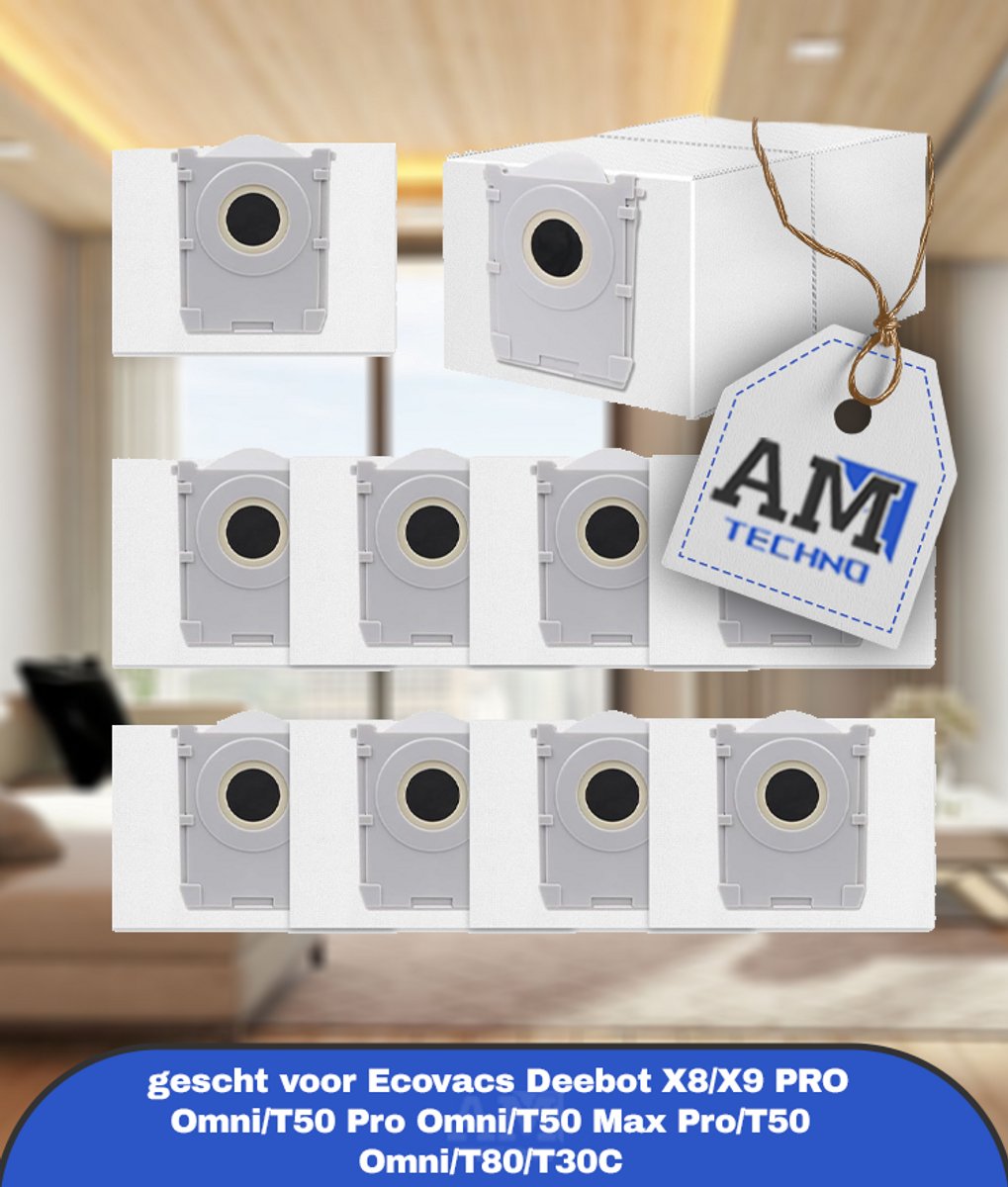 Geschikt voor Alloytool (Merkloos) Stofzuigerzak gescht voor Ecovacs Deebot X8/X9 PRO Omni/T50 Pro Omni/T50 Max Pro/T50 Omni/T80/T30C robotstofzuiger,actieve koolstofzak accessoires,10 stuks 3L capaciteit stofzuigerzakken,reserveonderdelen