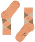 Oranje Burlington Queen sokken met ruitpatroon in bruin en beige.