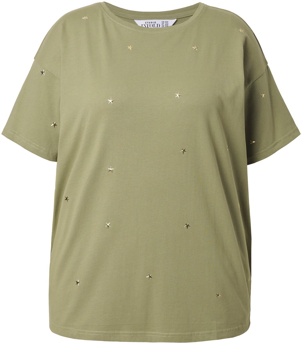 Studio Untold - Dames - T-shirt oversized sterren-studs - Licht natuurgroen - Maat 54+
